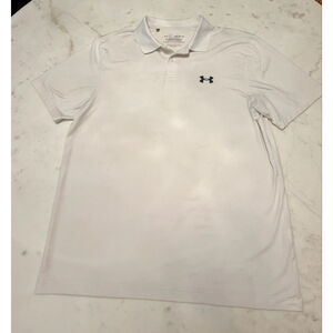 Men's Under Armour White Playoff Golf Polo M Excellent Condition